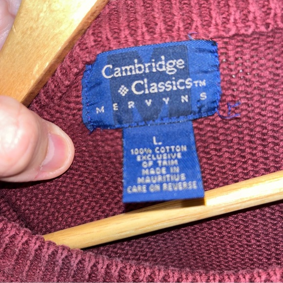 Vintage Cambridge Classics Mervyns Pullover Crewneck Sweater men size L Burgendy - Picture 2 of 3